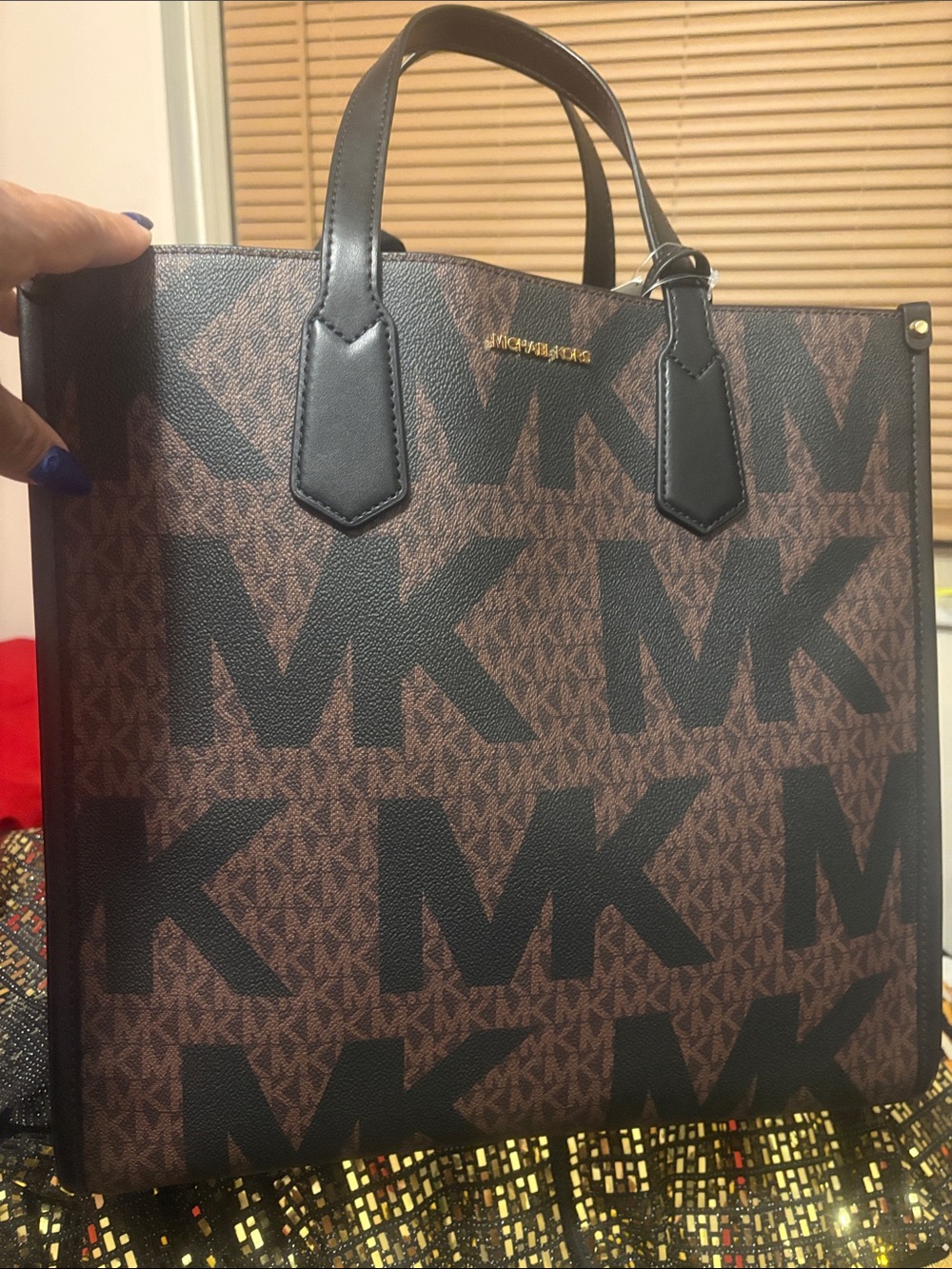 Michael Kors Brown and Black MK Logo Messenger Bag